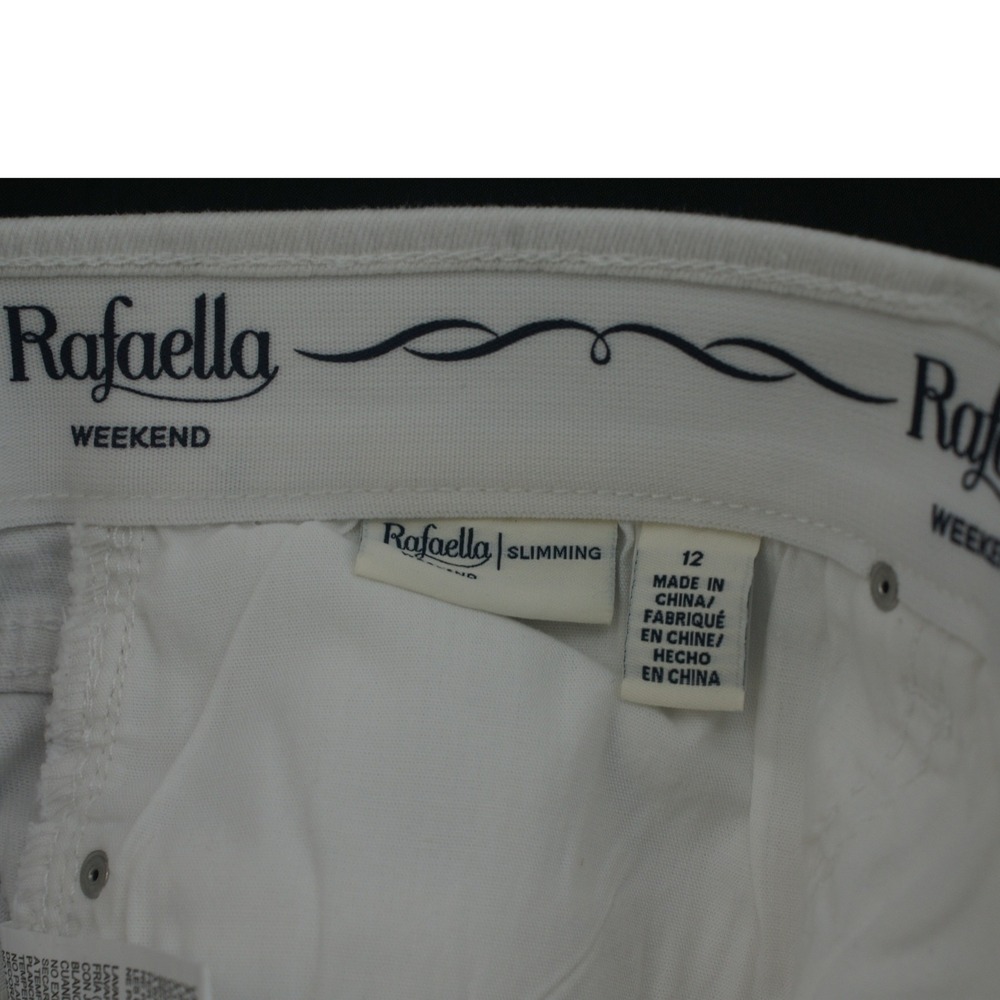 Rafaella Weekend White Embellished Fringe Hem Slimming Jeans Womens 12 Pearl Gem - Picture 3 of 10